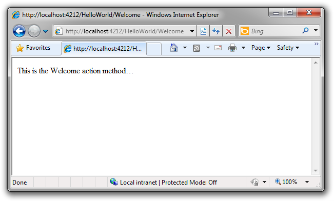 Jest to metoda akcji Powitalna