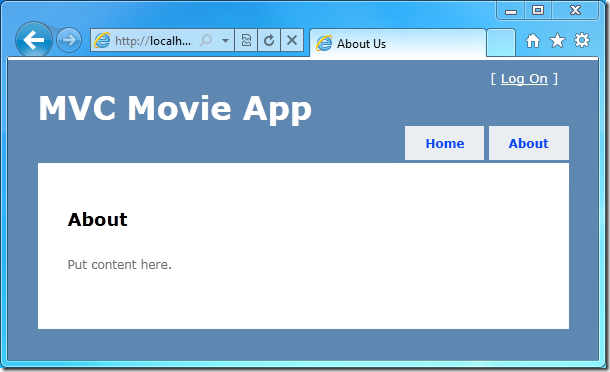 Zrzut ekranu przedstawiający stronę Informacje w aplikacji filmowej języka C języka M.
