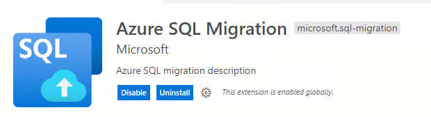 Zrzut ekranu przedstawiający rozszerzenie migracji usługi Azure SQL.