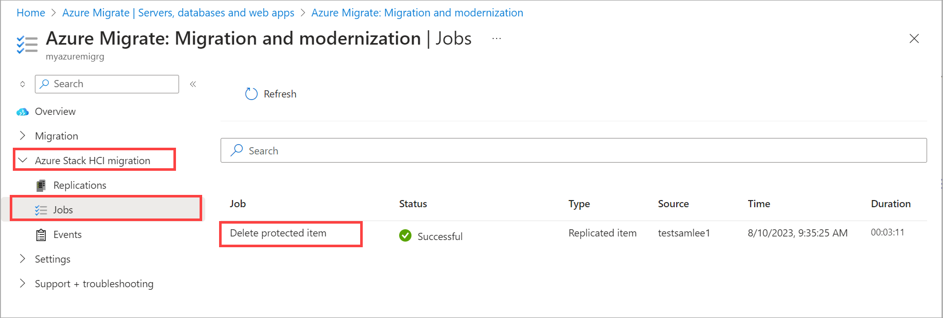 Zrzut ekranu przedstawiający narzędzia migracji projektu > usługi Azure Migrate — omówienie > zadań > migracji > rozwiązania Azure Stack HCI Zadania w Azure Portal.>