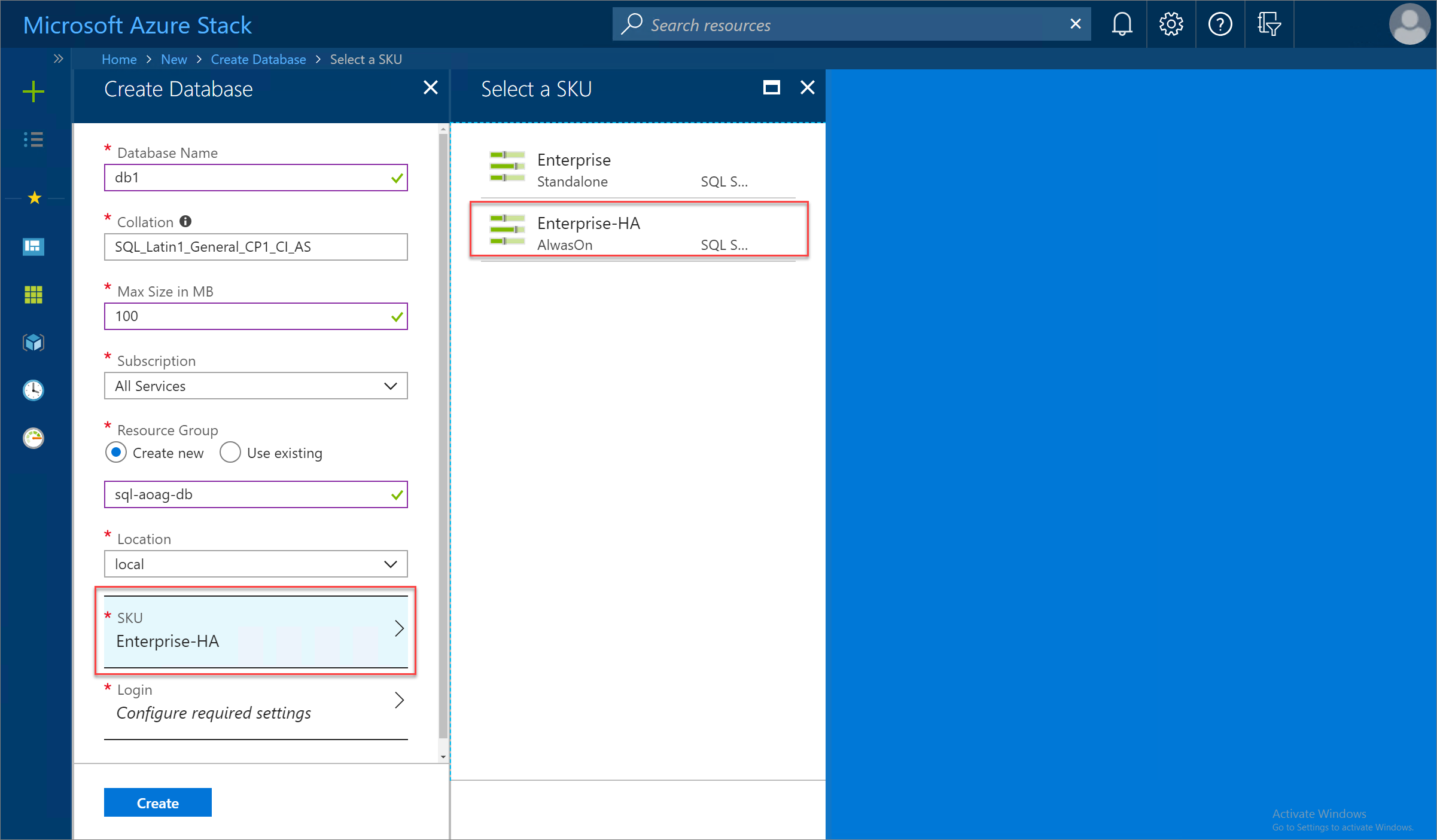 Wybierz SKU w portalu użytkownika usługi Azure Stack Hub
