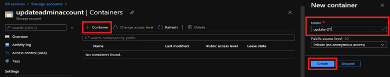 Aktualizacja usługi Azure Stack Hub — kontener