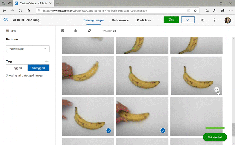 Animacja: tagowanie wielu obrazów bananów