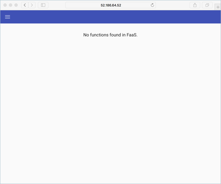 Zrzut ekranu przedstawiający interfejs użytkownika usługi OpenFaaS.