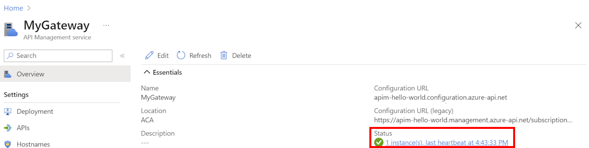 Zrzut ekranu przedstawiający stan bramy w portalu.