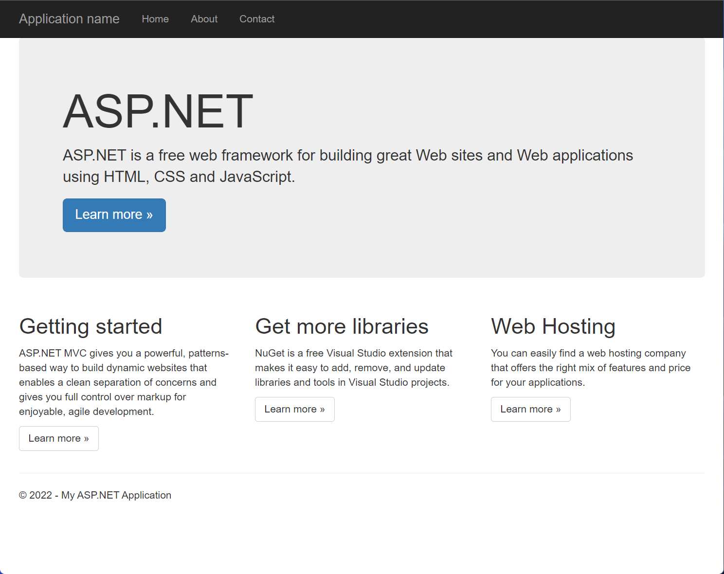 Zrzut ekranu przedstawiający wdrożona przykładową aplikację .NET Framework 4.8.