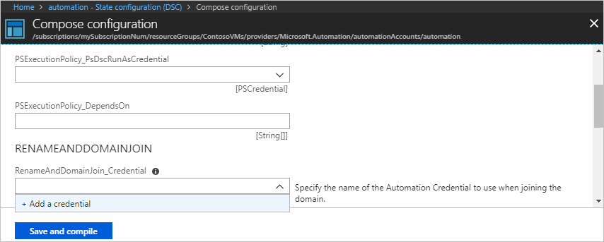 Screenshot of the parameters step of the compose configuration page