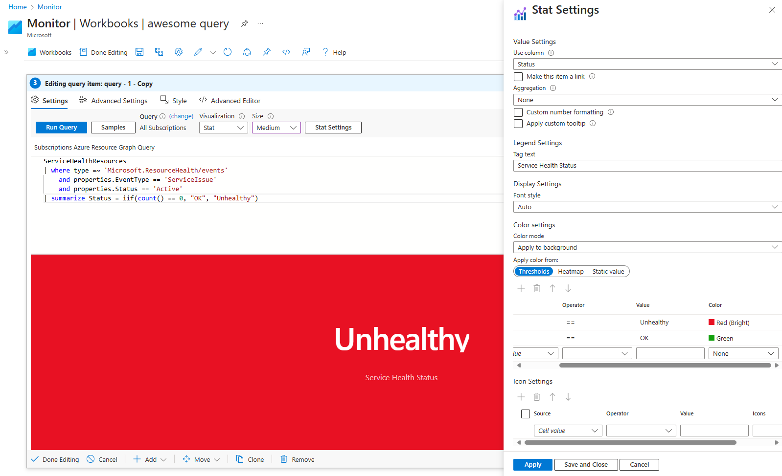 Zrzut ekranu przedstawiający statystykę z czerwonym zestawem progów.