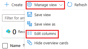 Edit columns shown in view