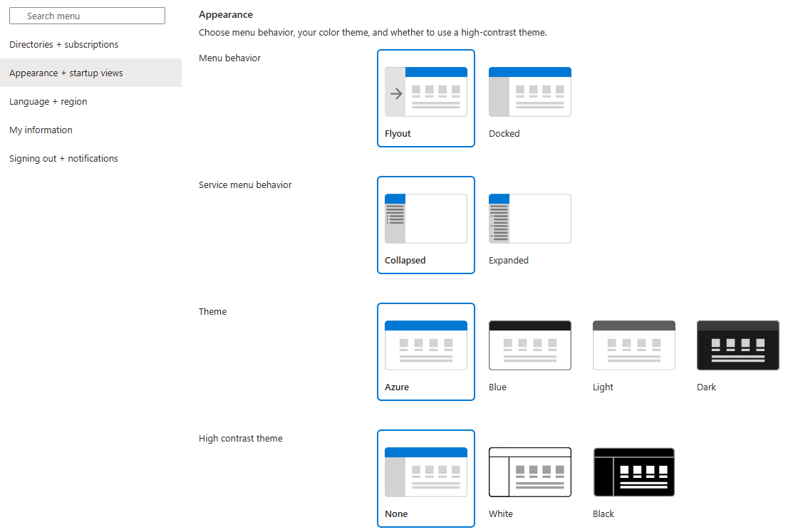 Zrzut ekranu przedstawiający sekcję Wygląd i widoki uruchamiania.