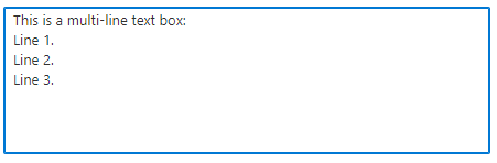 Zrzut ekranu przedstawiający wielowierszowe pole tekstowe elementu Microsoft.Common.TextBox.
