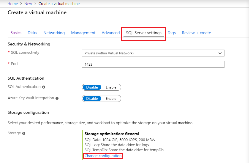 Screenshot z wyróżnioną kartą ustawień SQL Server i opcją Zmień konfigurację.