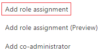 Screenshot that shows the Add role assignment button.