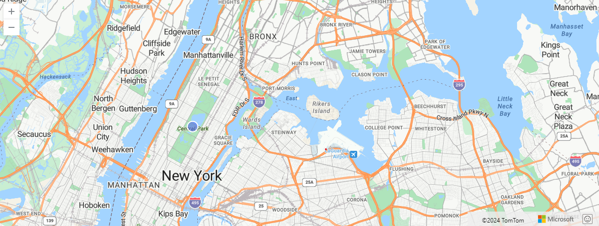Zrzut ekranu przedstawiający centroid linii New York City Central Park.