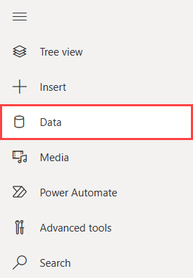 Zrzut ekranu przedstawiający menu nawigacji na nowej stronie aplikacji. Opcja menu o nazwie Dane jest wyróżniona.