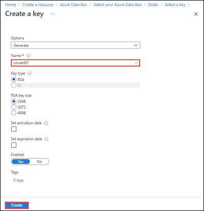Zrzut ekranu przedstawiający tworzenie nowego klucza.
