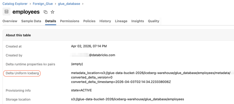 Zagraniczna tabela góry lodowej z sekcją Delta Uniform Iceberg na karcie szczegółów.