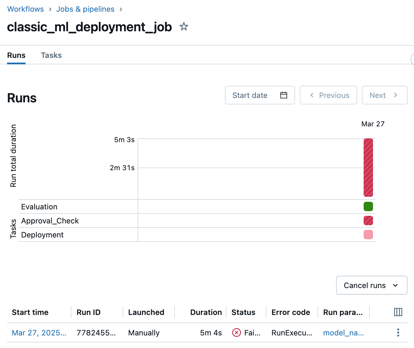 Początkowe uruchomienie zadania wdrożenia zawsze kończy się niepowodzeniem w zadaniu zatwierdzania.
