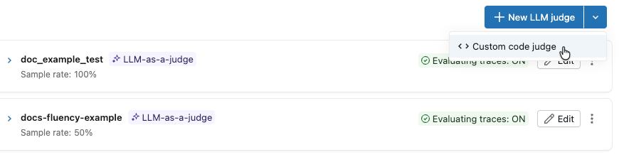 Menu rozwijane dla sędziego LLM.