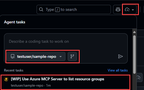 Zrzut ekranu przedstawiający sposób tworzenia nowego zadania dla agenta kodowania Copilot.