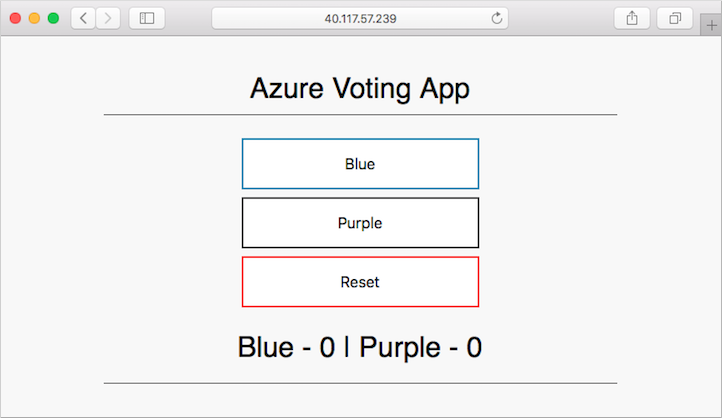 Przykładowe głosowanie na platformie Azure w usłudze AKS zaktualizowane przez zadanie kompilacji serwera Jenkins