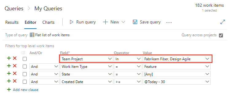 Zrzut ekranu przedstawiający Edytor Power Query z projektem zespołowym i innymi polami dodanymi do filtru.