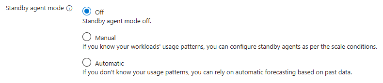 Zrzut ekranu przedstawiający opcje trybu agenta rezerwowego.