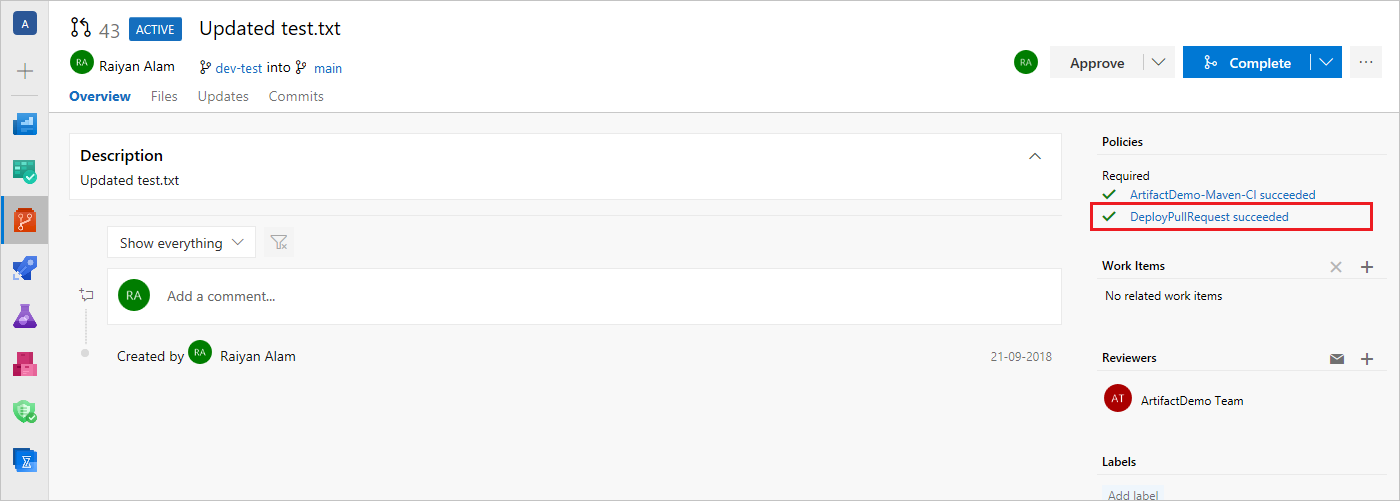 Zrzut ekranu przedstawiający stan zasad dotyczących żądań ściągnięcia.