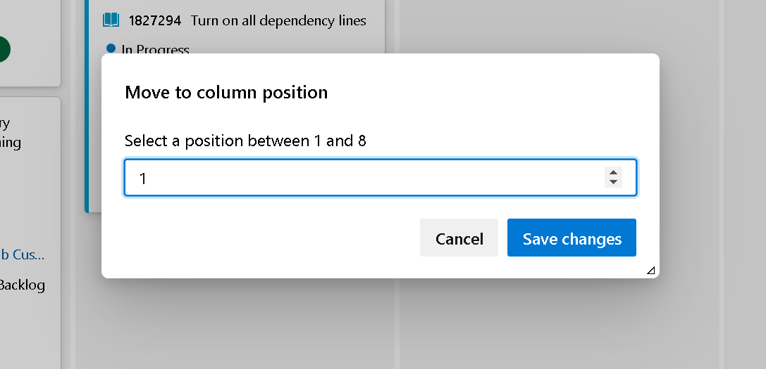 Przechodzenie do pozycji kolumny na tablicy Kanban