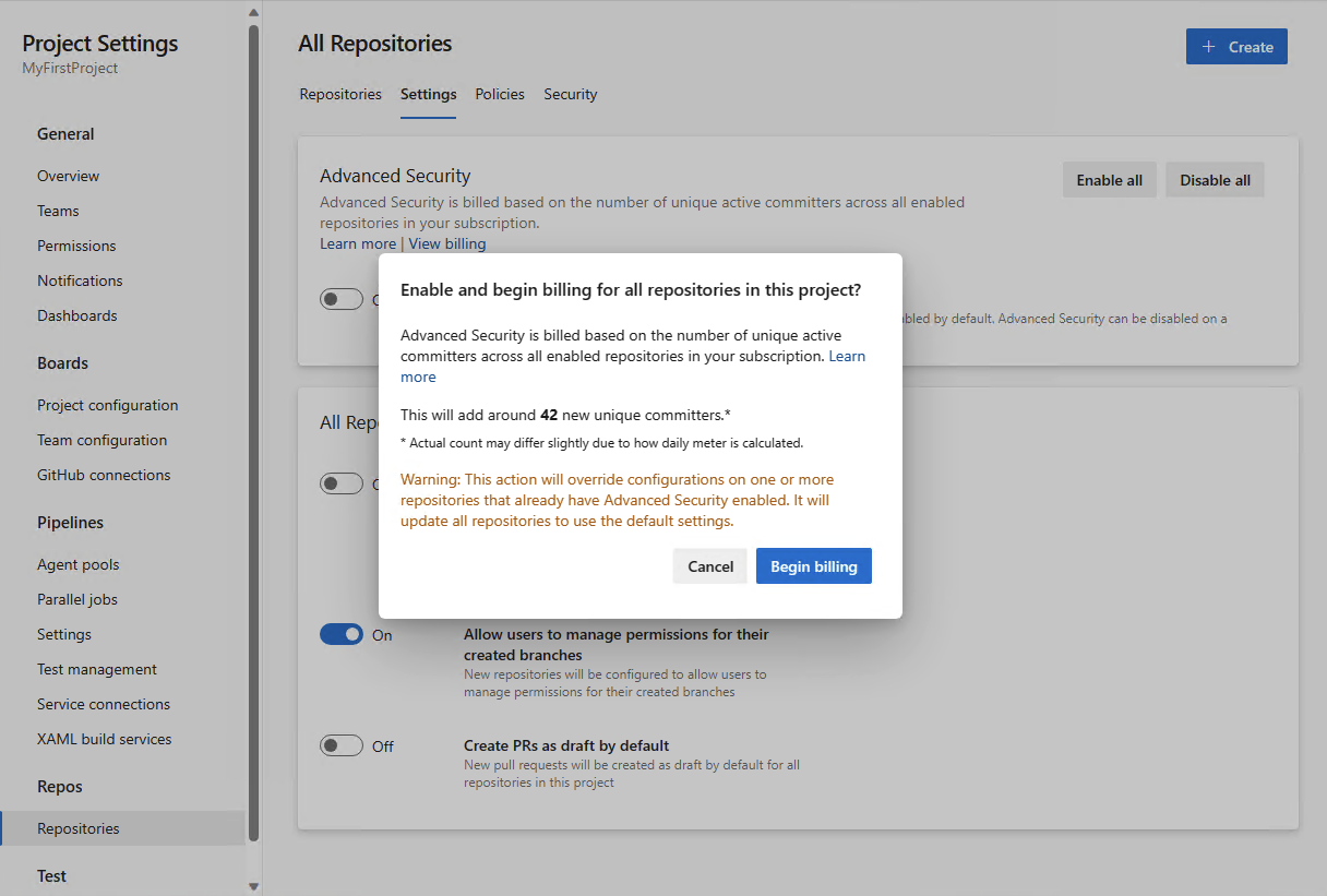 Zrzut ekranu przedstawiający włączanie zabezpieczeń zaawansowanych.