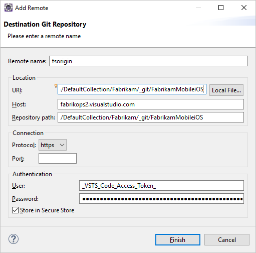 Wypychanie kodu do usługi Azure Repos przy użyciu adresu URL klonowania z internetu