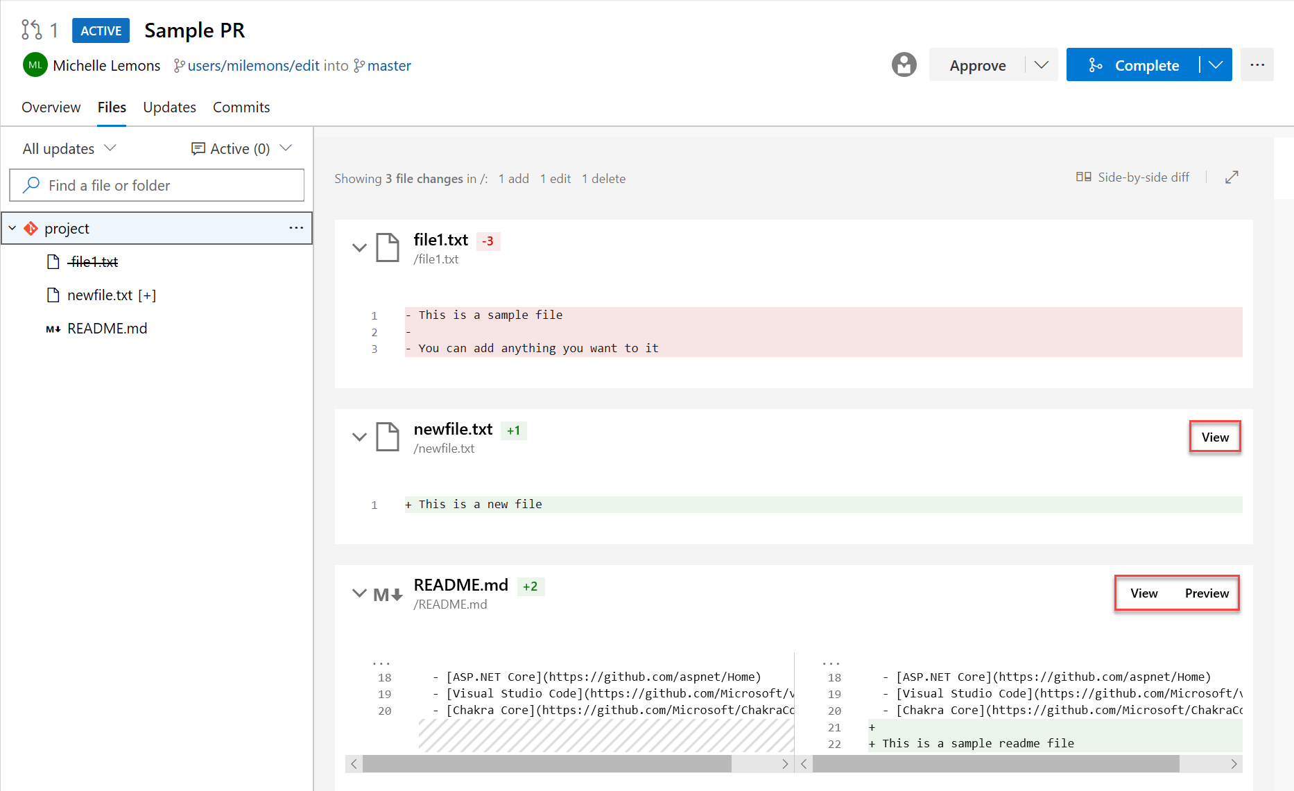 Zrzut ekranu przedstawiający plik markdown w projekcie z wywołanymi opcjami Widok i Podgląd.