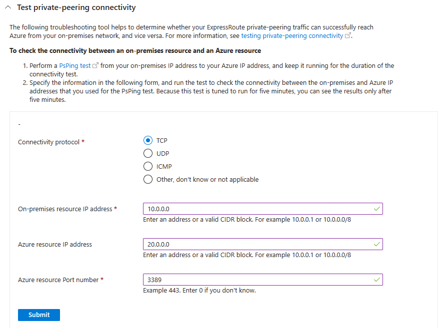Zrzut ekranu przedstawiający formularz do debugowania A C L.