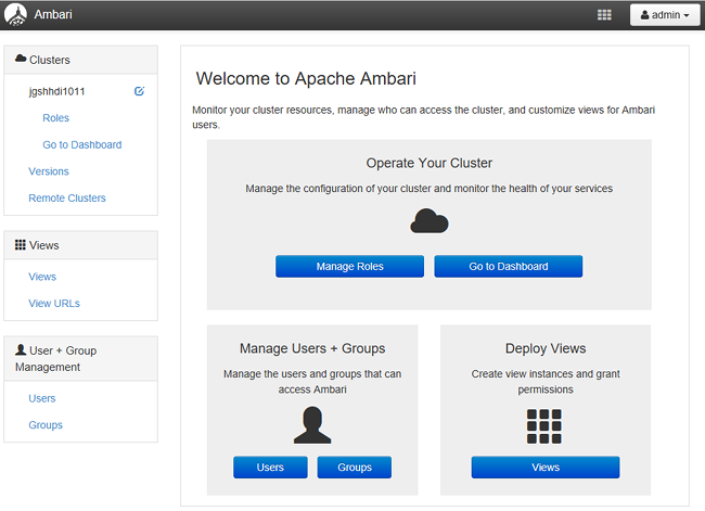 ESP HDInsight Apache Ambari management UI.