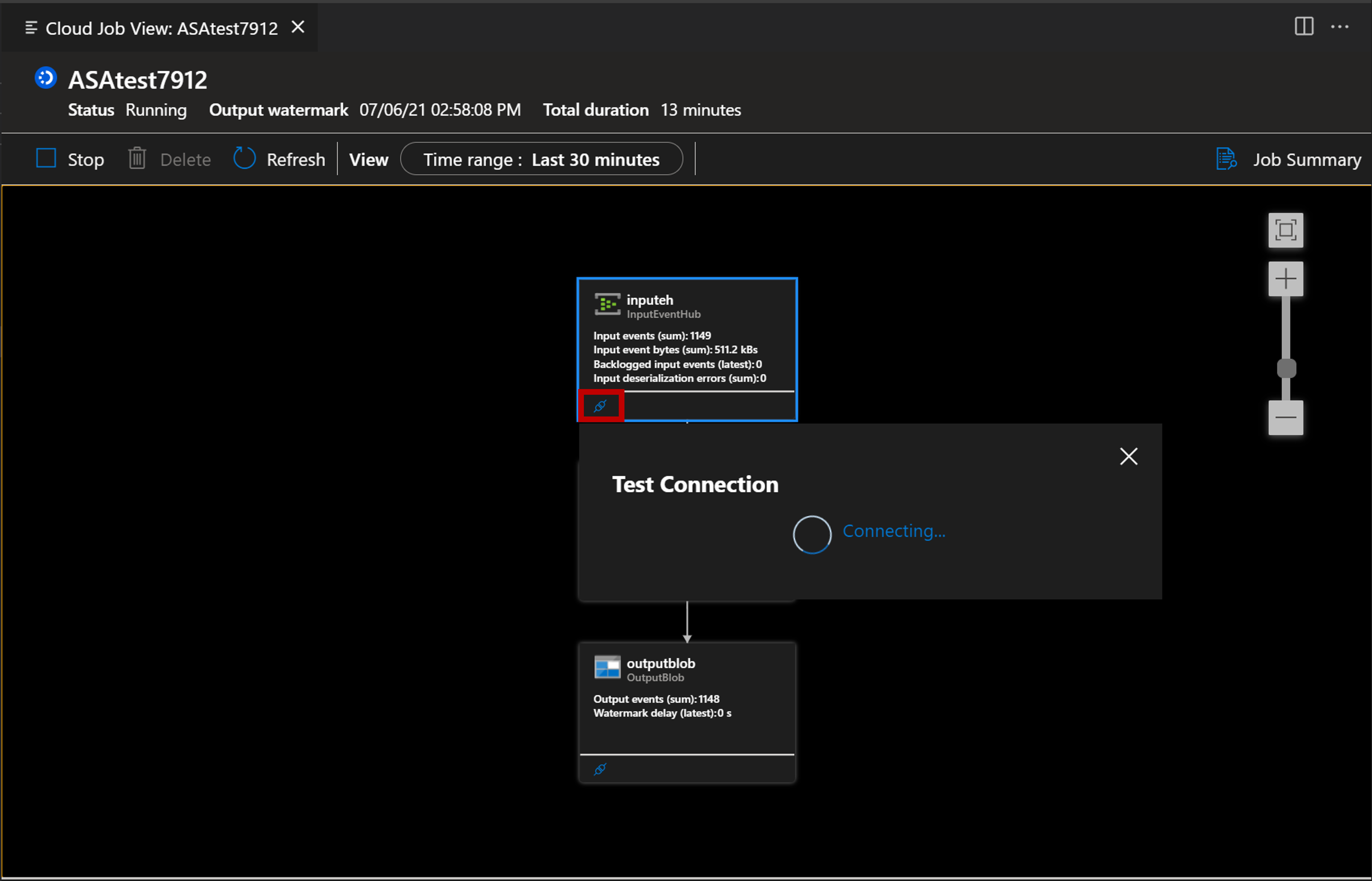 Zrzut ekranu przedstawiający połączenie testowania rozszerzeń programu VSCode.