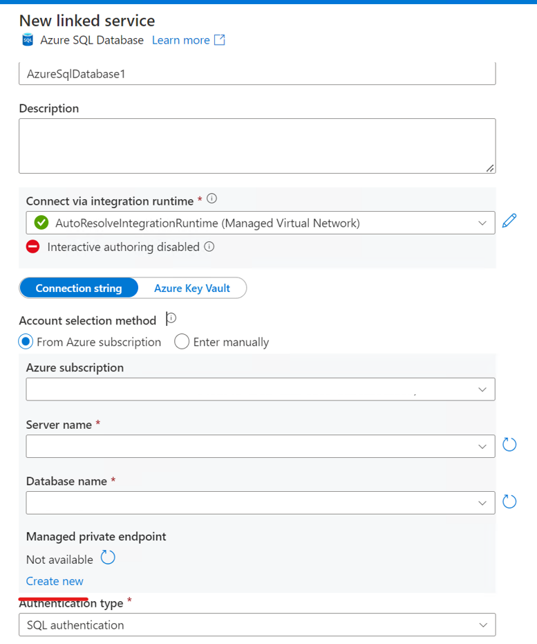 Zrzut ekranu przedstawiający nowy prywatny punkt końcowy usługi połączonej z bazą danych Azure SQL 1.