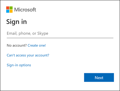 Screenshot of the sign-in dialog box.