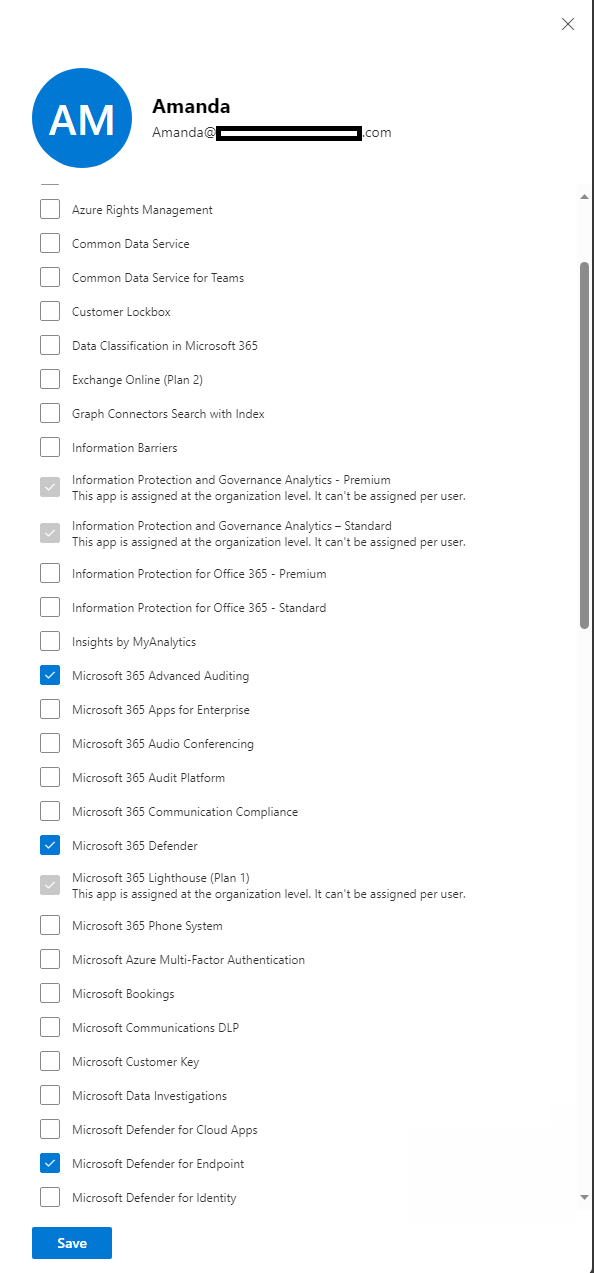 Zrzut ekranu przedstawiający stronę zawierającą szczegóły przypisywania i listę opcji.