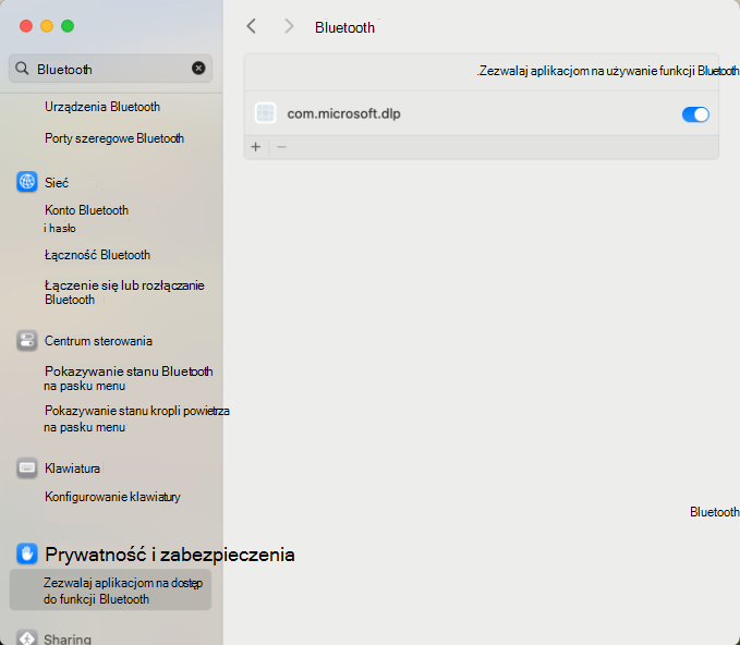 Zrzut ekranu przedstawiający przeglądanie dostępu bluetooth