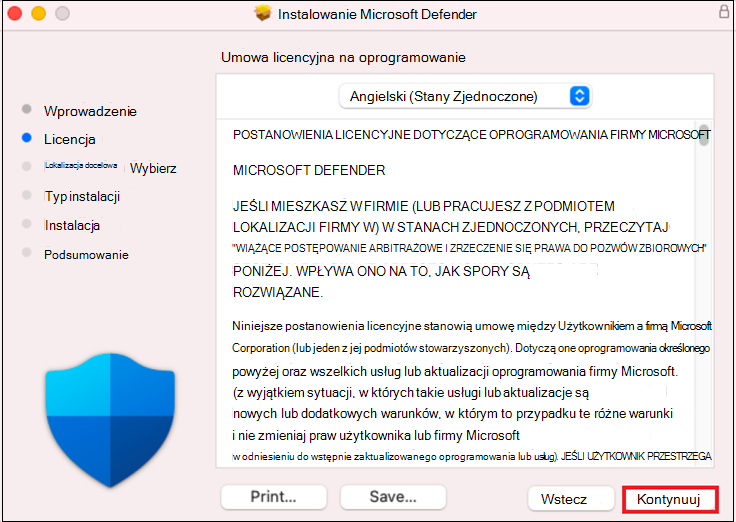 Zrzut ekranu przedstawiający umowę licencyjną na oprogramowanie.