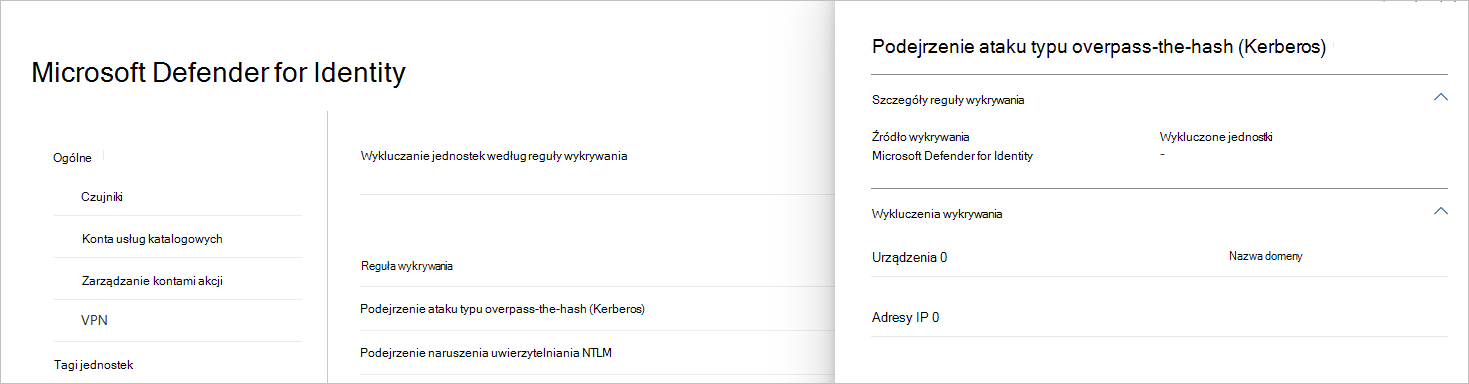 Zrzut ekranu przedstawiający szczegóły reguły wykrywania.