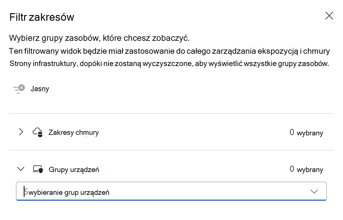 Zrzut ekranu przedstawiający opcję filtru na nowej stronie Zalecenia.