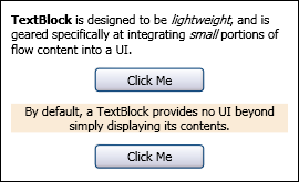 Zrzut ekranu: TextBlocks i przyciski Zrzut ekranu: TextBlocks