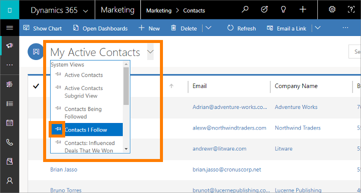 Selektor widoku dla list Selektor widoku dla list.