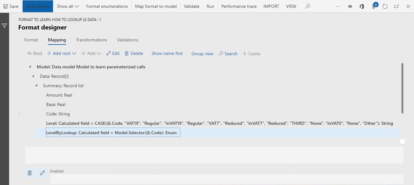 Strona projektanta formatów z nową dodaną formułą.