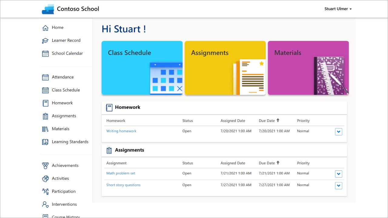 Parent and student portal