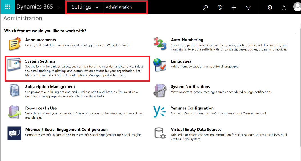 Setting page Settings pages