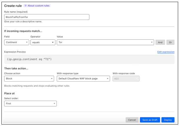 Zrzut ekranu przedstawiający okno dialogowe tworzenia reguły.