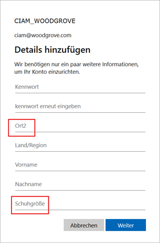 Zrzut ekranu przedstawiający zmodyfikowane atrybuty strony rejestracji.