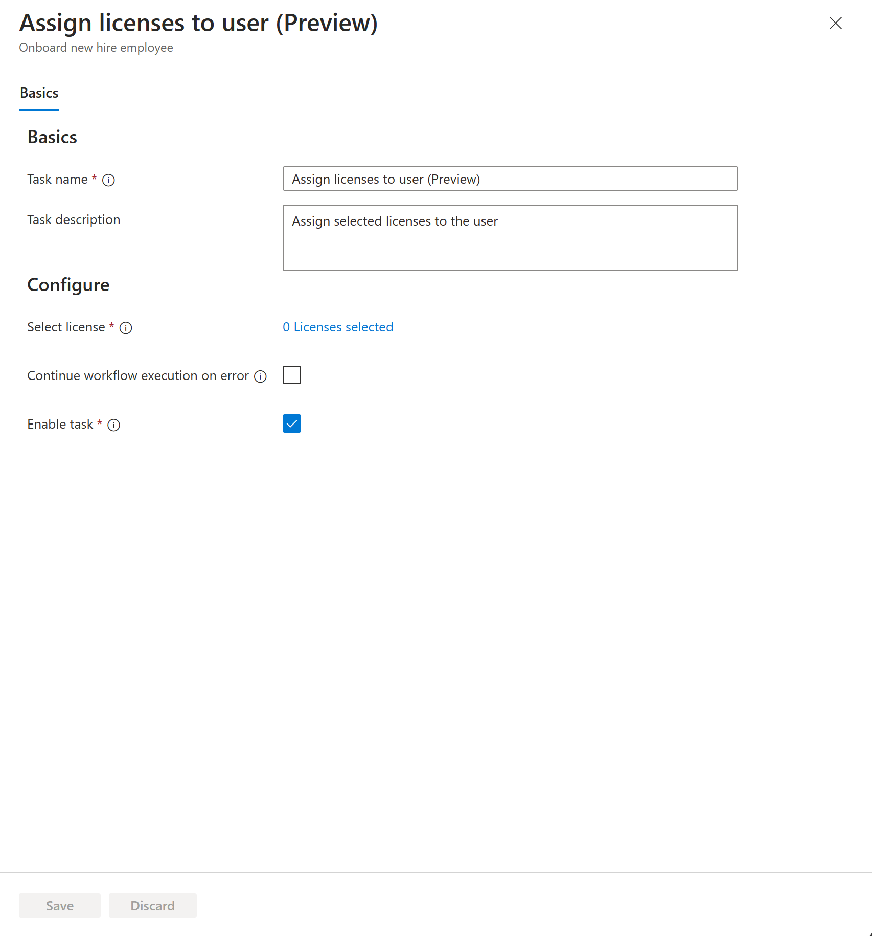 Zrzut ekranu przedstawiający zadanie przypisywania licencji do użytkownika.